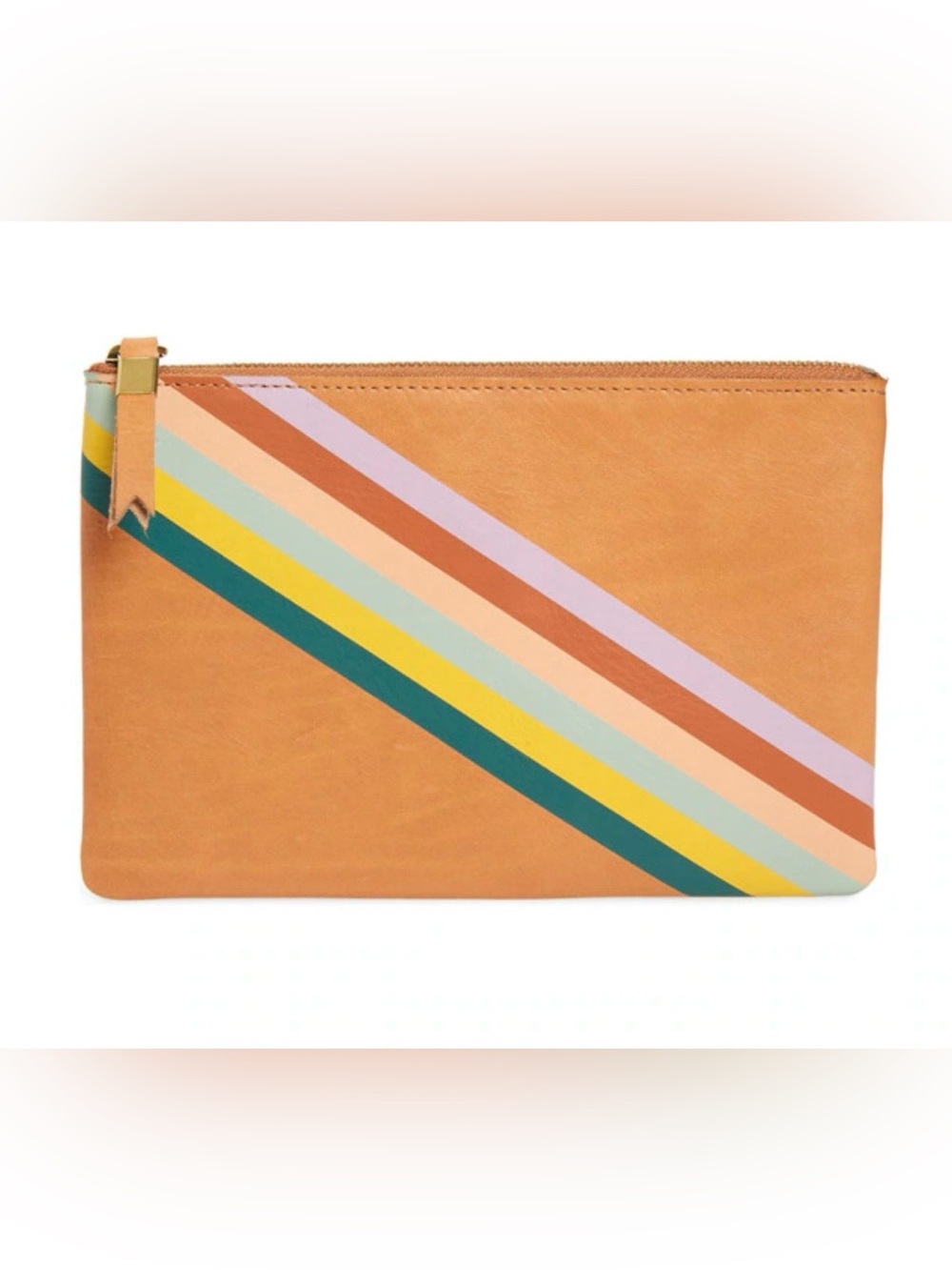Madewell Leather Rainbow Wallet- Tan with Multicolor Stripes